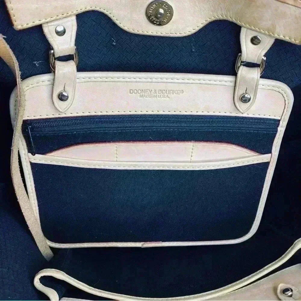 Dooney & Bourke Vintage Black Canvas Leather Trimmed Tote